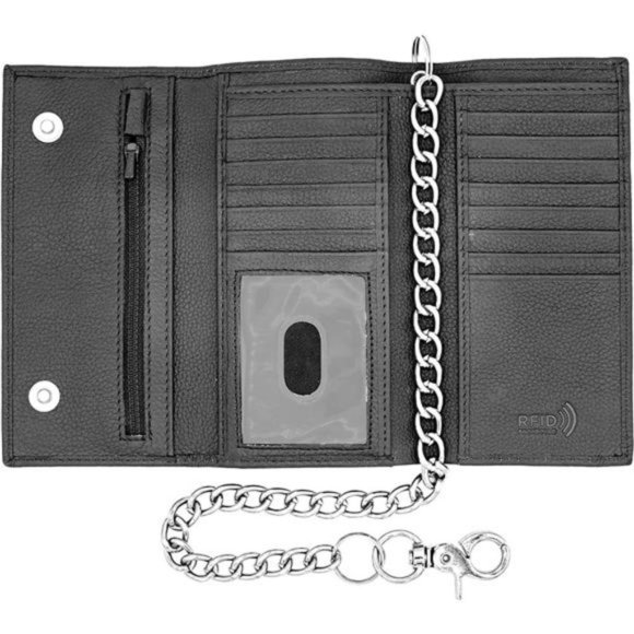 𝅺rfid Wallet With Chain For Men Black with Chain - Picture 1 of 6